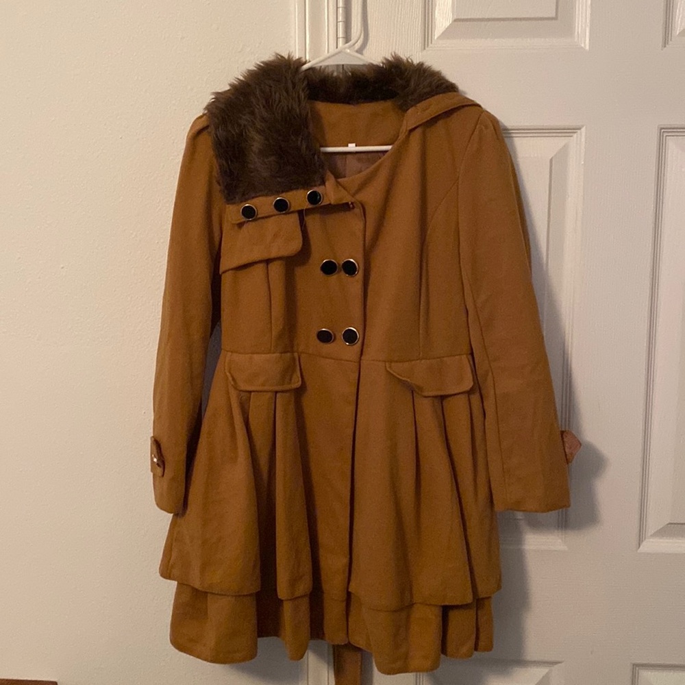 Brown and fur coat